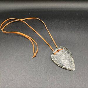 Carved Soapstone Dagger Shaped Pendant Necklace 17in